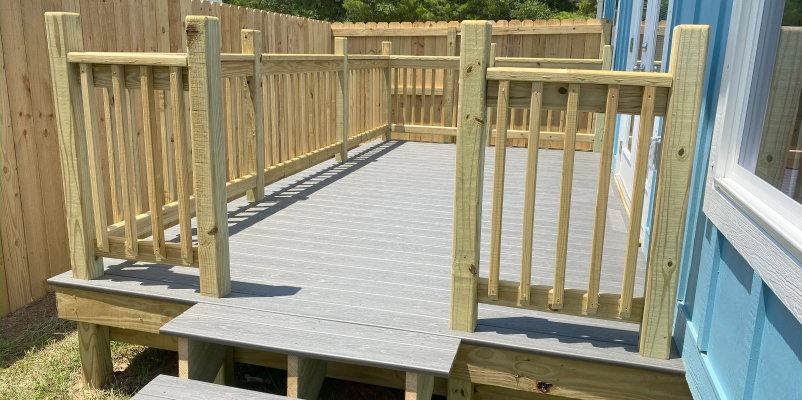 newly installed deck in a home